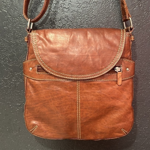 NEW YORK TORONTO Brown Genuine Leather Satchel Purse - Picture 3 of 7